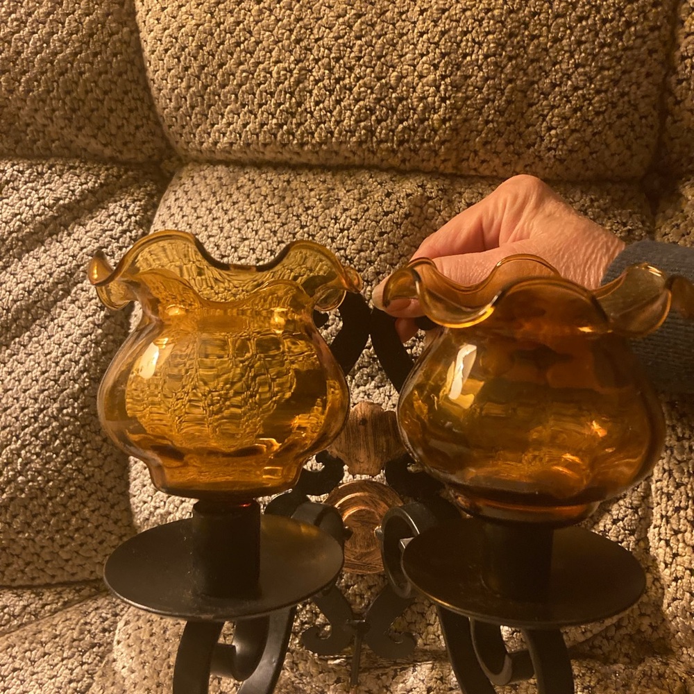 Metal wall sconces.
